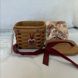 Longaberger Basket with Red Heart Accents with Inserts.